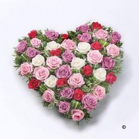 Mixed Rose Heart Pink, Red and White