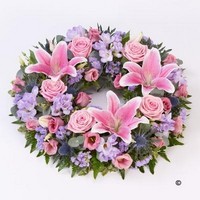Rose and Lily Wreath  Pink and Lilac