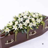 Lily and Rose Casket Spray White