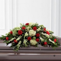 Mixed Casket Spray Red and Green