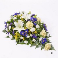 Lily and Iris Teardrop Spray Lemon and Purple