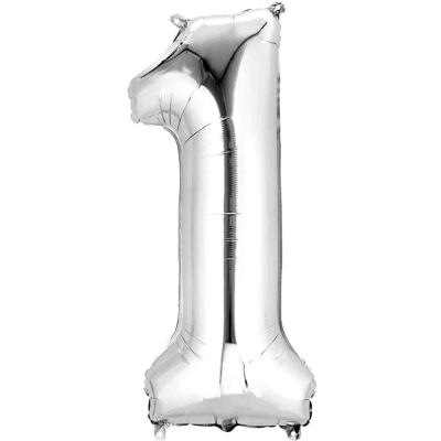 1 Birthday Balloon Silver