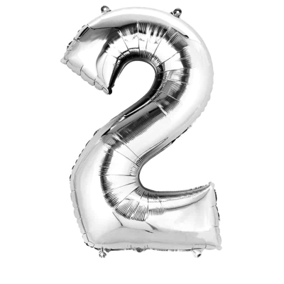 2 Birthday Balloon Silver