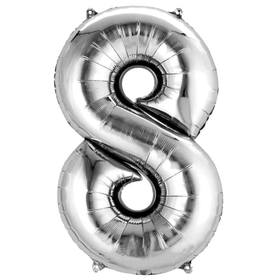 8 Birthday Balloon Silver