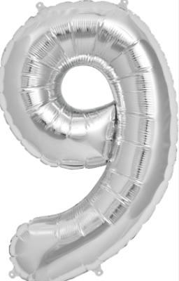 9 Birthday Balloon Silver