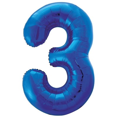 3 Birthday Balloon Blue
