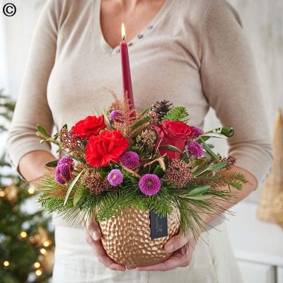 Florist Choice Christmas Arrangement with Candle