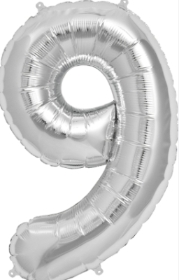 9 Birthday Balloon Silver