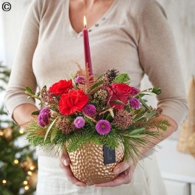 Florist Choice Christmas Arrangement with Candle